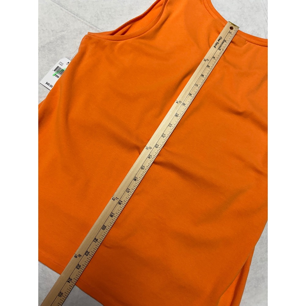 Preswick & Moore Womens Plus 1X Orange Scoop Neck Pleated Front Tank Top NWT - Picture 6 of 10